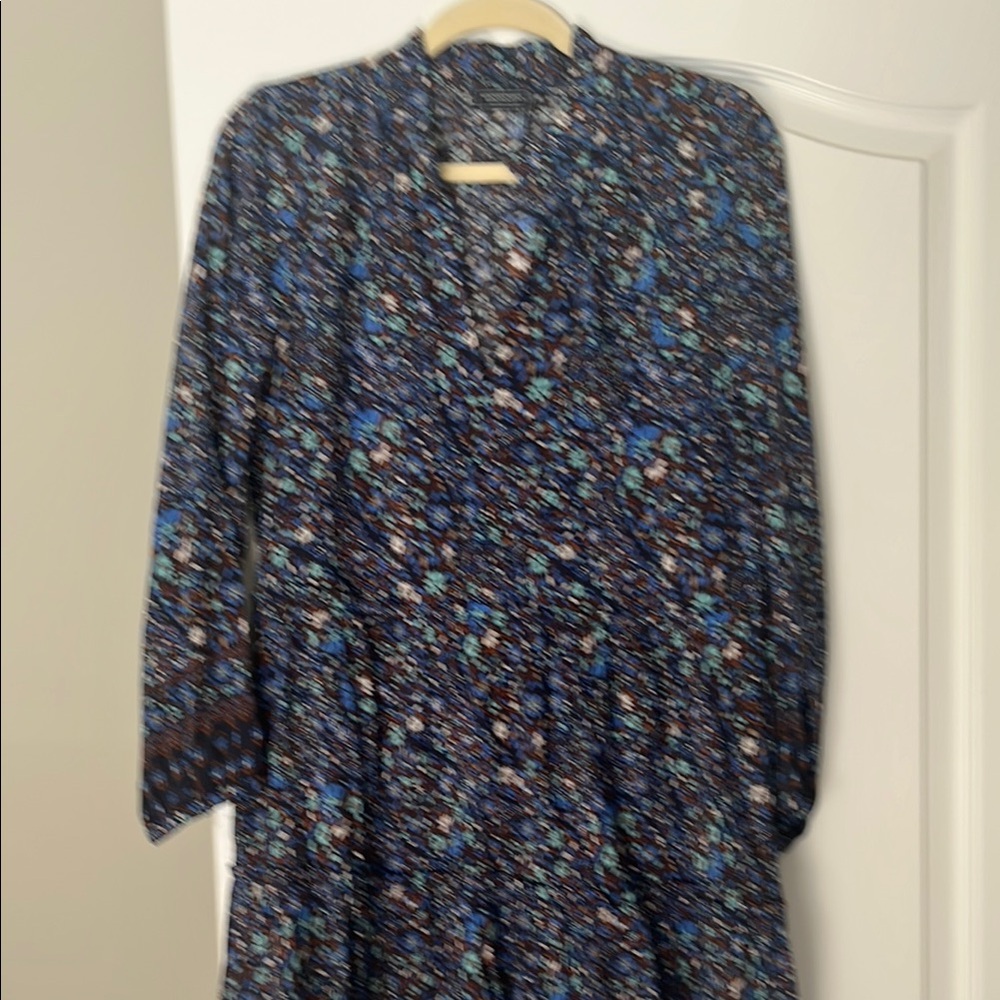 Elegant Blue Floral Women's Dress